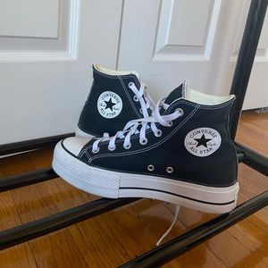 Black high top platform converse
